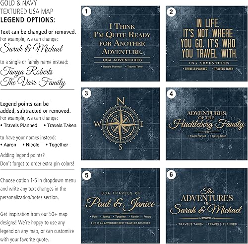 Miniatura 4 de Holy Cow Canvas Personalized Gold & Navy Textured Push Pin Map United States on Canvas, US Travel Map with Pins to Mark Travels, USA Map Pin Board,