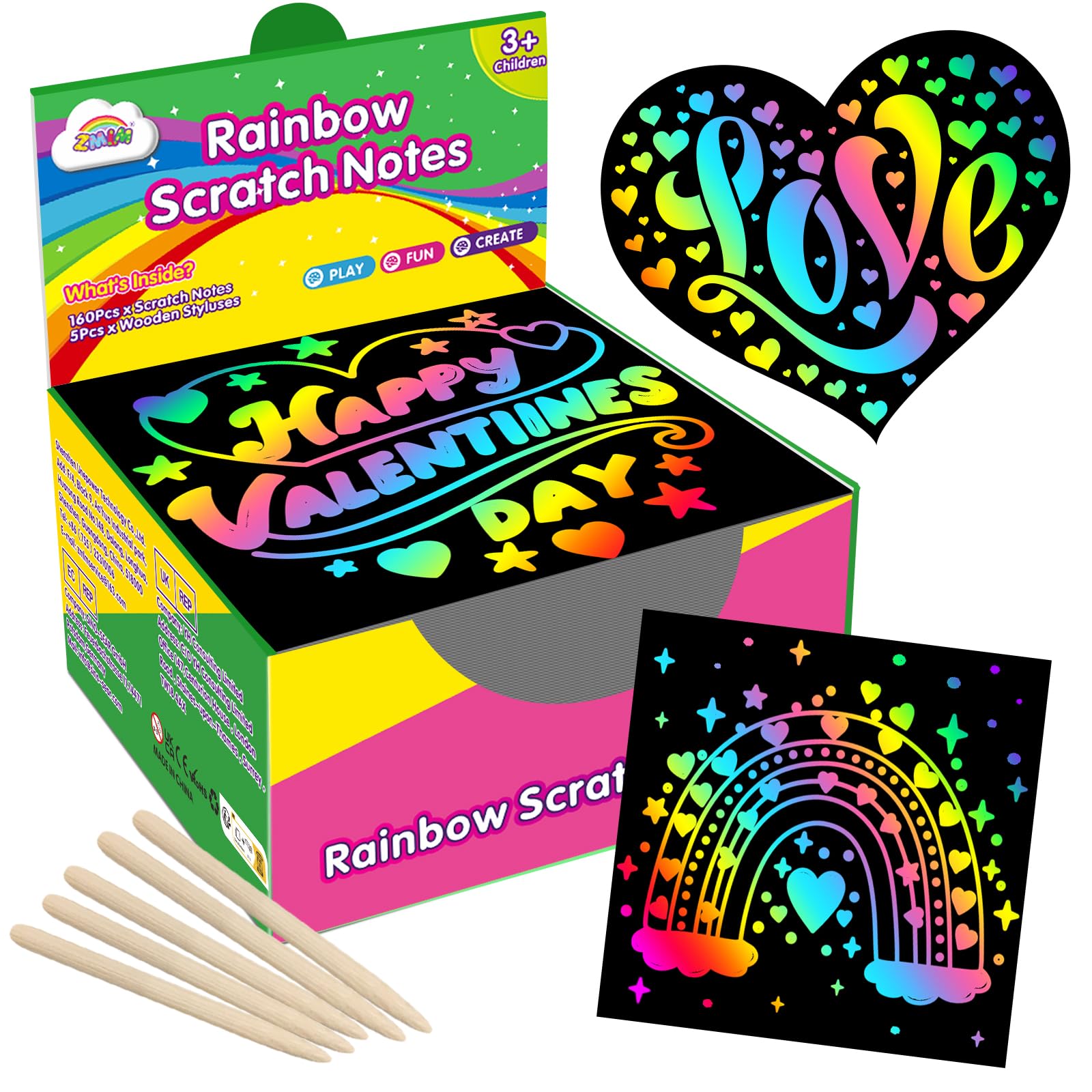 ZMLM Rainbow Scratch Mini Art - 125 Magic Scratch Note Pads Cards Sheets for Kids Black Scratch Art Crafts DIY Party Favor Supplies Kit Birthday Game Toy Gifts Box for Girls Boys