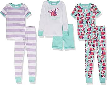 Amazon Essentials Babies, Toddlers, and Girls' Snug-Fit Cotton Pajama Sleepwear Sets (Previously Spotted Zebra), Multipacks