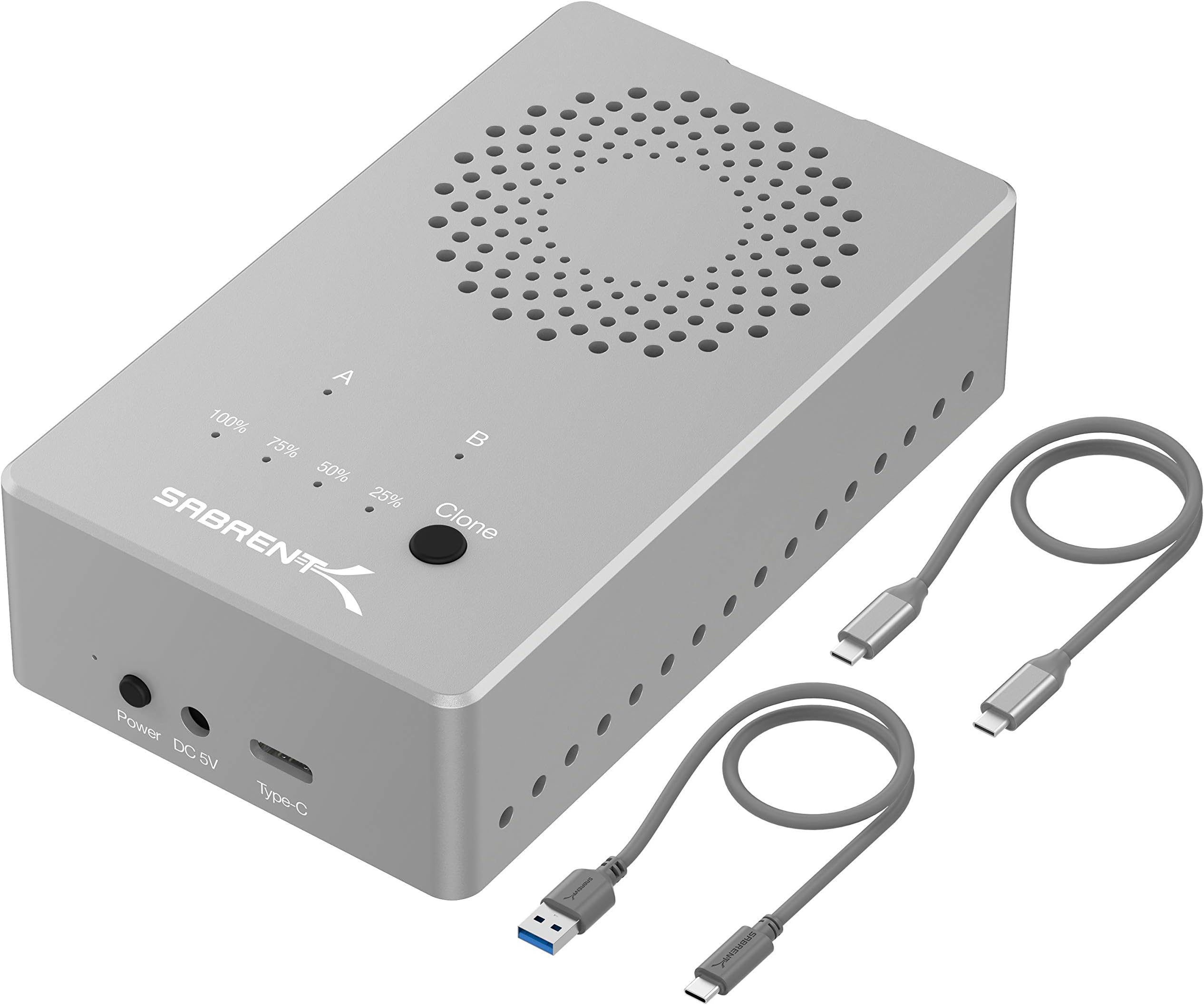 M.2 SSD Enclosure, 2 NVMe to USB Case, Offline Cloning NVMe Enclosure, 10Gbps External M.2 Enclosure, Aluminum Enclosure with Cooling Fan, for 2230 2242 2260 2280 (EC-SSD2)
