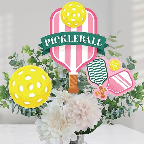 Miniatura 8 de Big Dot of Happiness Let's Rally - Pickleball - Palitos de centro de mesa para fiesta de cumpleaños o jubilación, juego de 15