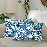 Vista 65 de Paquete de 2 almohadas lumbares impermeables para exteriores con rellenos, 12 x 20 pulgadas, almohada decorativa rectangular para patio, hogar