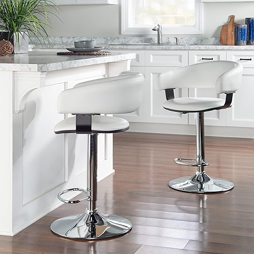 Miniatura 9 de Powell Barril de piel sintética blanca y taburete cromado de altura ajustable, estándar