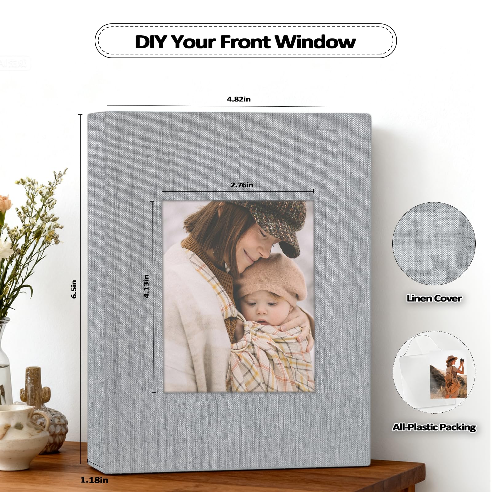 Popotop 2 Pack Fotoalbum 10 x 15 cm, kleines Leinen-Slip-In-Fotoalben Buch für 80 Fotos mit 40 Taschen, Geburtstagsgeschenke für Frauen, Mutter, Familie, Baby