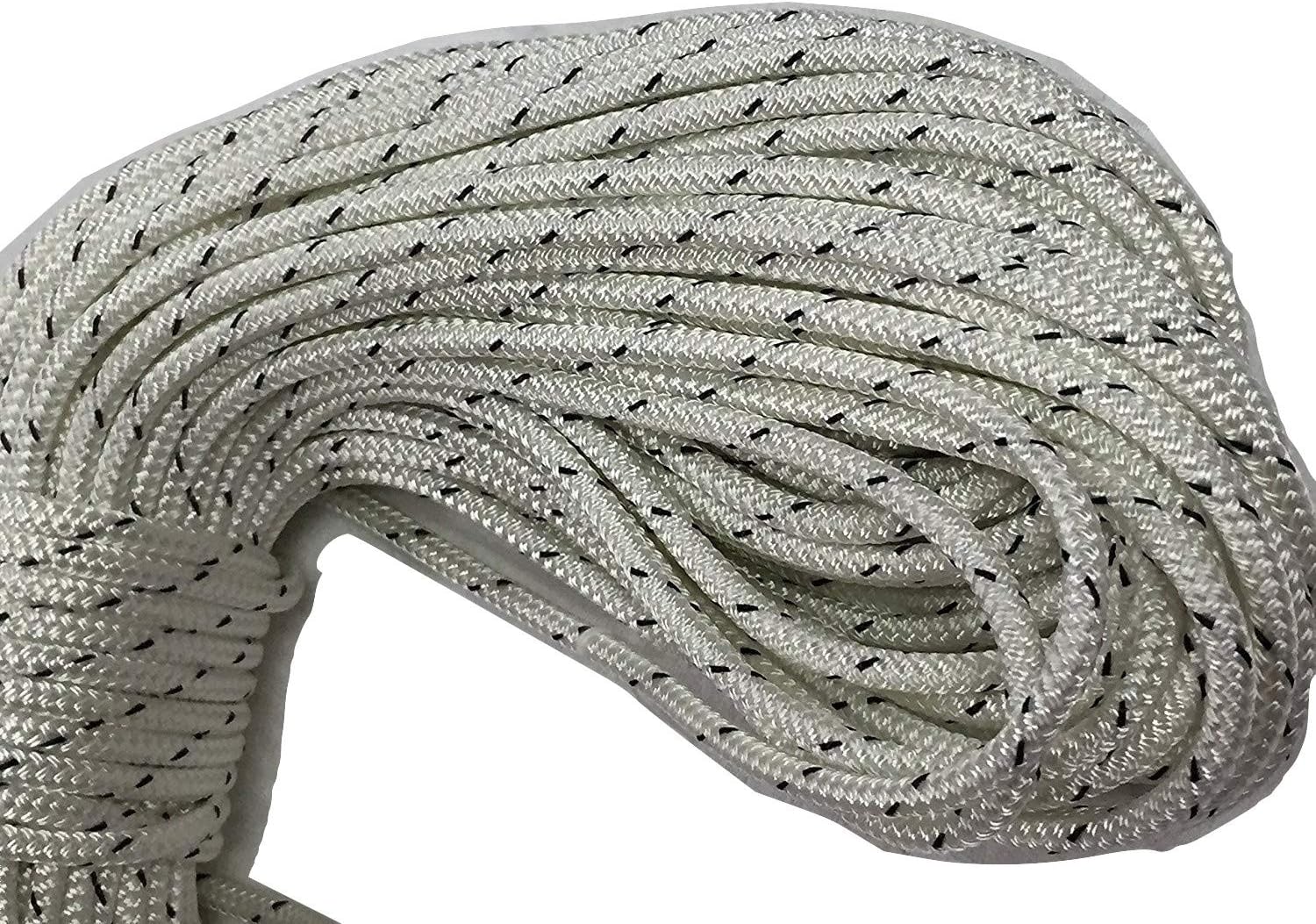 Double Braid Polyester Rope 1/4 Inch by 200 Feet White Black