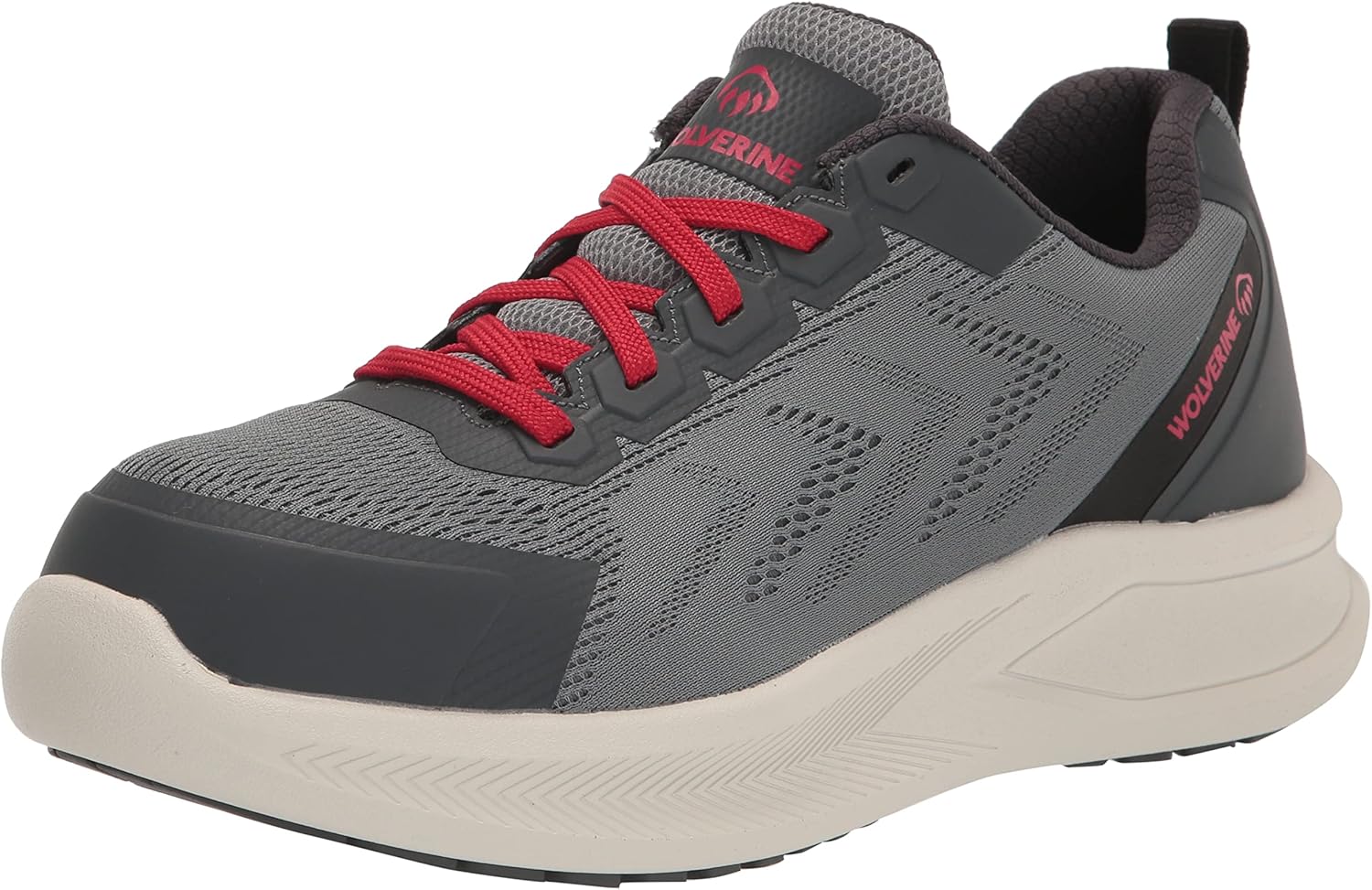 Wolverine Men's Bolt Knit Industrial Shoe, Grey/Red, 11.5