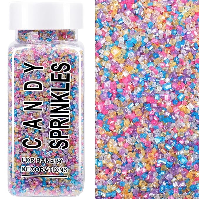 Rainbow Sprinkles, Pastel Easter Sanding Sugar Crystals, 4.6 oz Edible