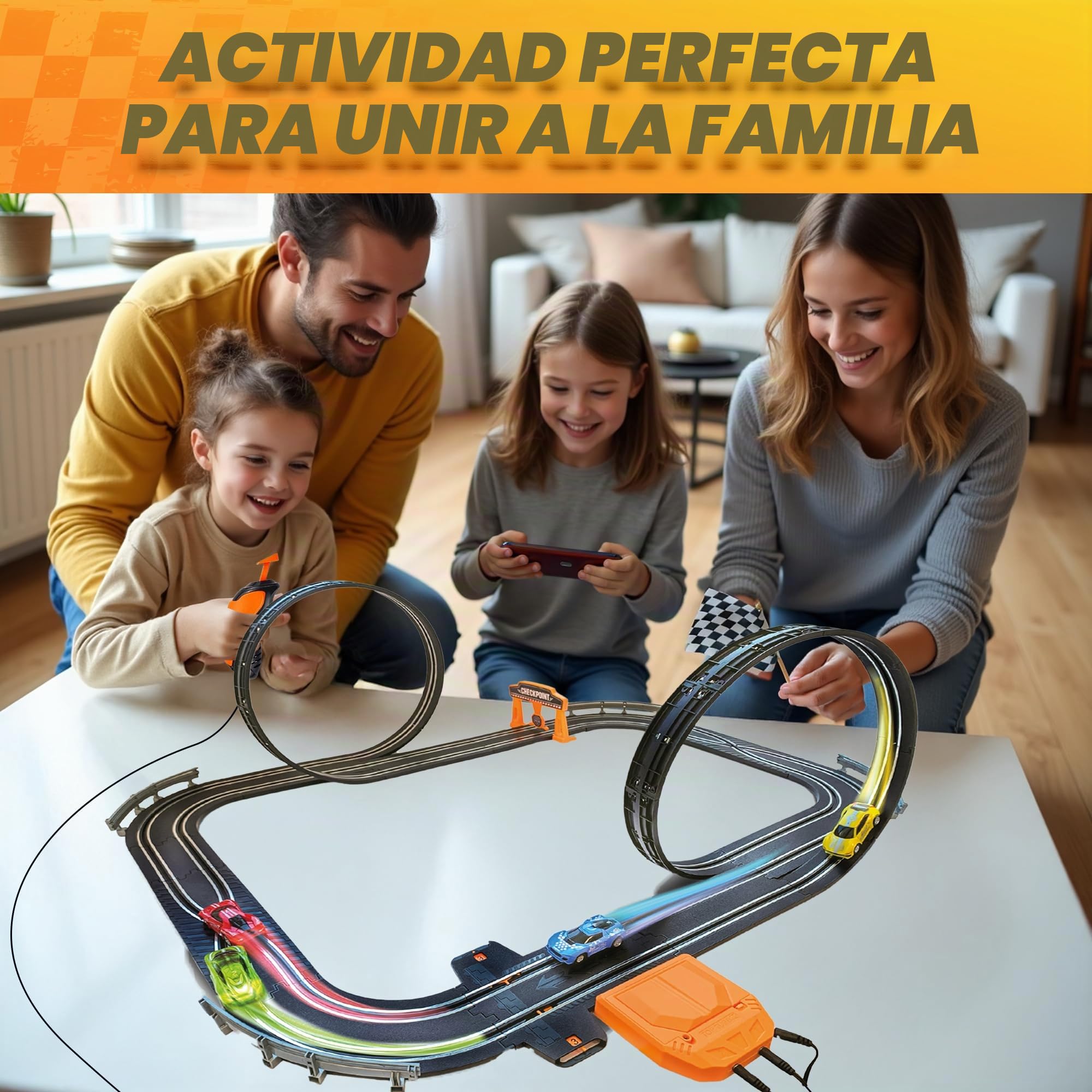 Atlasonix Juegos de pistas de carreras de coches de ranura, pista de carreras y accesorios, pista de vehículos de carreras eléctrica, pista de carreras eléctrica dual para niñas y niños a partir de 5