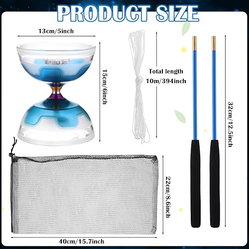 Miniatura 3 de Chitidr El juego de diábolo chino Yoyo incluye juguete de diábolo LED colorido de 5 pulgadas con 2 varillas de diábolo, 1 cuerda de diábolo y 1