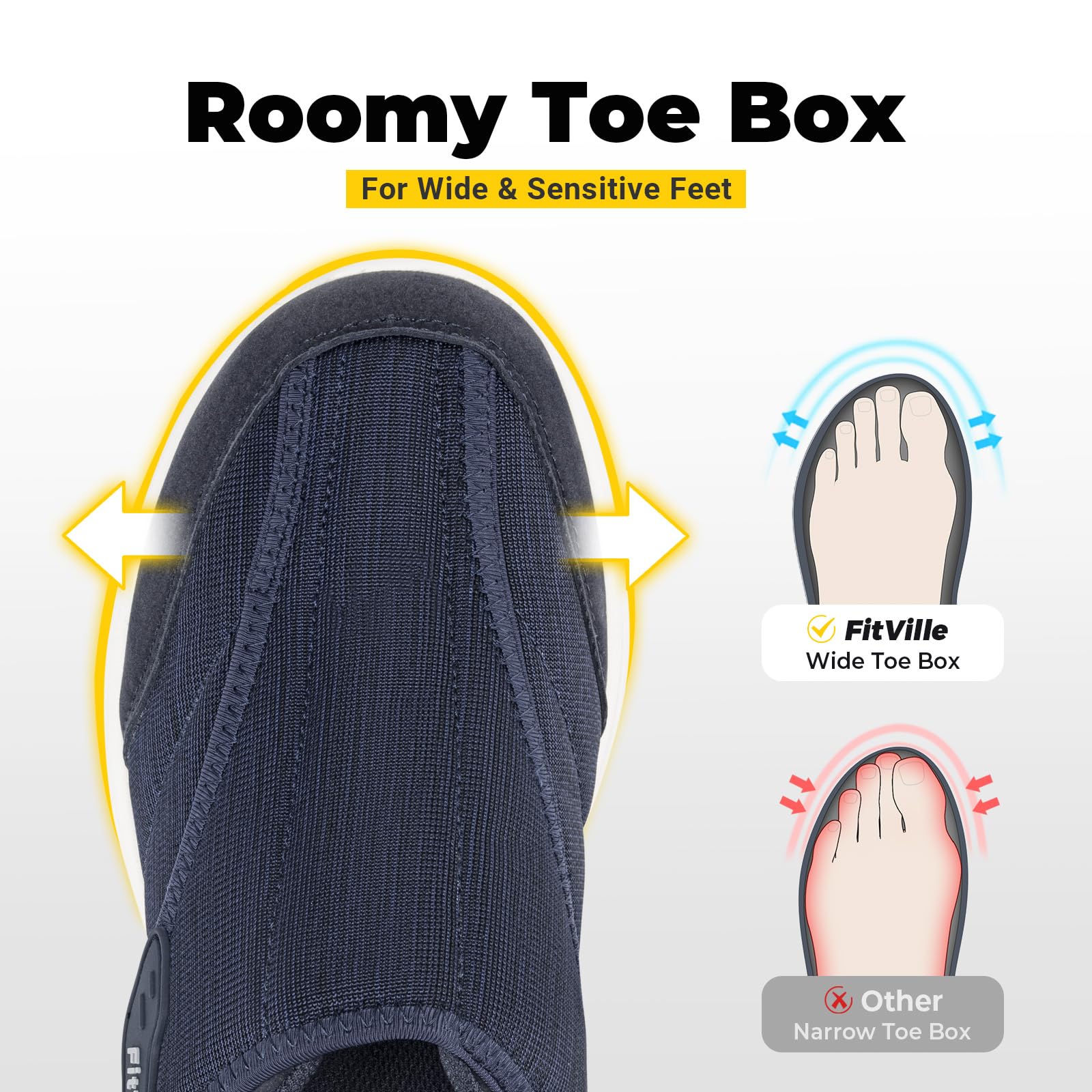 FitVille Herren Extra Breit Gesundheitsschuhe mit Klettverschluss Einstellbar Verbandschuhe für Empfindliche Füße Senioren Hausschuhe Bequeme Dämpfung Walkingschuhe