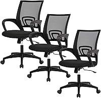 Vista 24 de BestOffice Silla de Oficina Ergonómica Silla Giratoria de Escritorio de Respaldo Medio Respaldo y Soporte Lumbar Transpirable Altura Negro