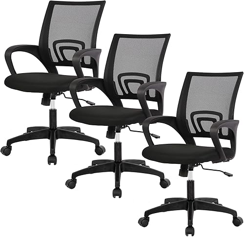 Miniatura 24 de BestOffice Silla de Oficina Ergonómica Silla Giratoria de Escritorio de Respaldo Medio Respaldo y Soporte Lumbar Transpirable Altura Negro