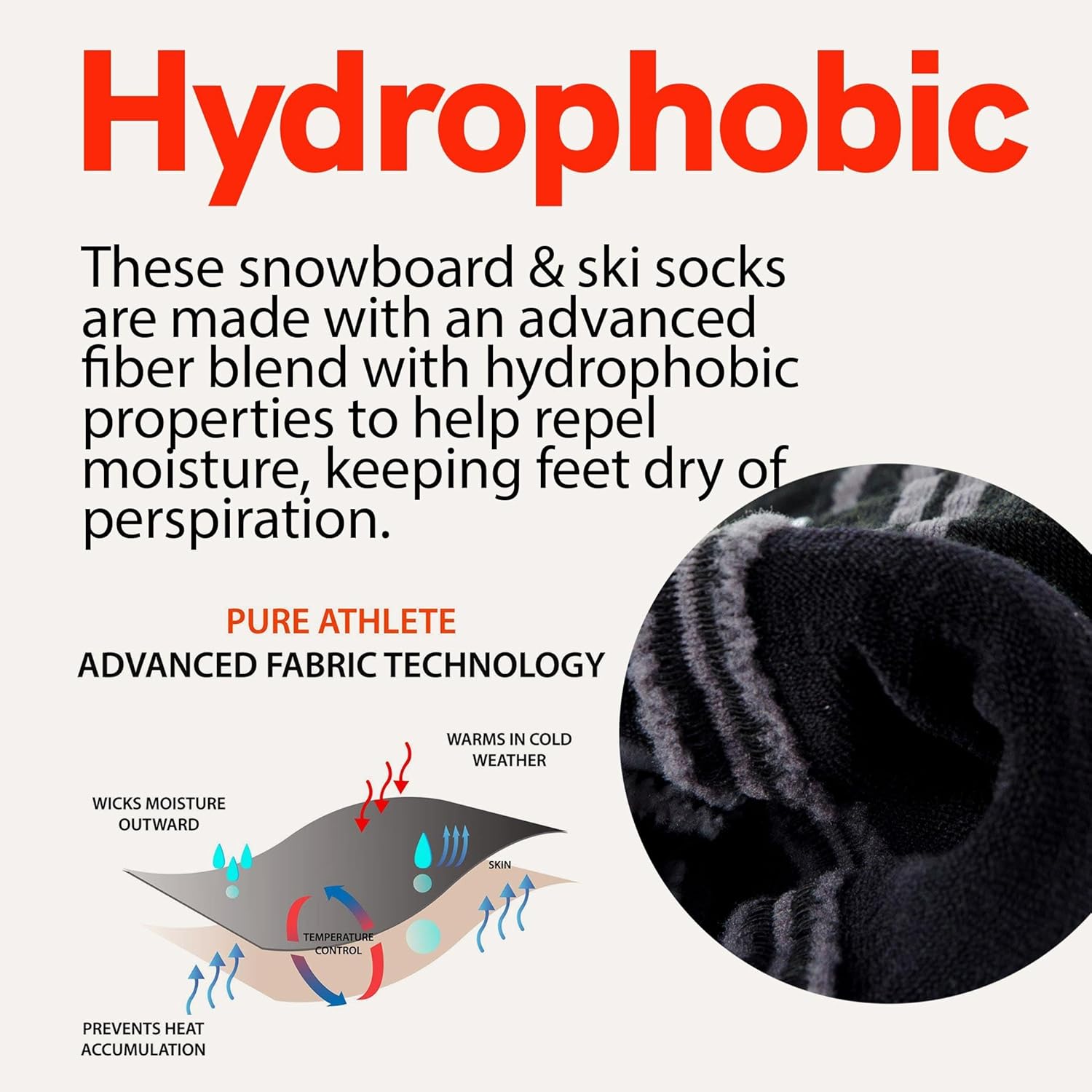 Pure Athlete Ultra Light Ski Socks – Thin Premium Merino Wool Skiing for Men, Women – Snowboard - Image 4