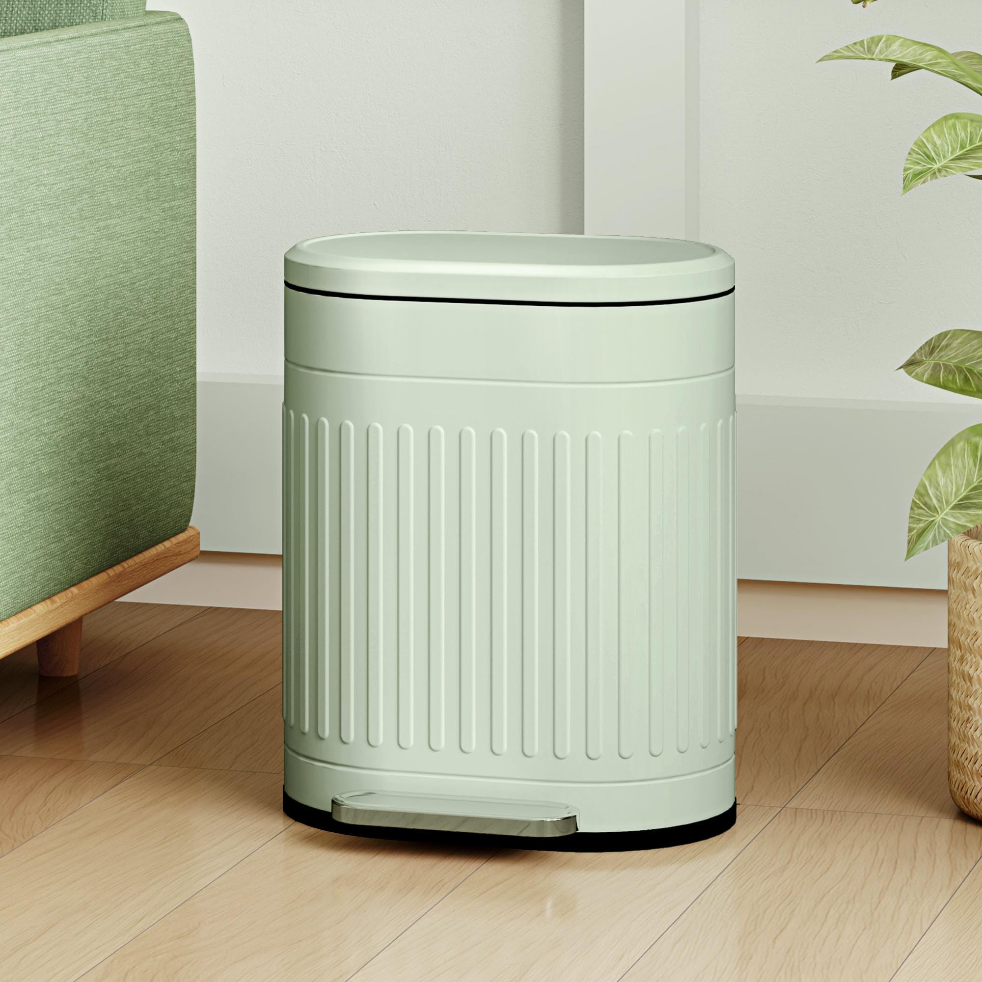 HOMCOM Mülleimer 20L mit Deckel und Fußpedal Grün 36,5 x 31,2 x 45 cm | Mit Deckel und Fußpedal, Müllbehälter mit Herausnehmbarem Inneneimer, Soft-Close-Funktion, für Wohnzimmer, Büro