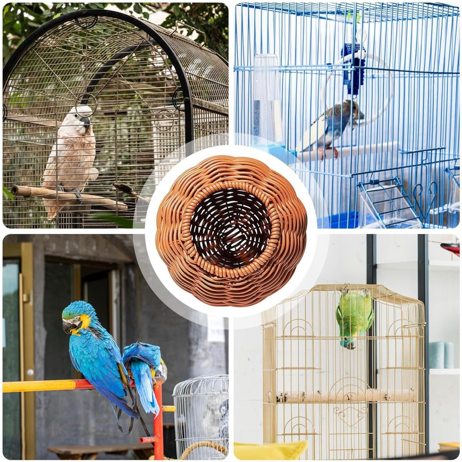 Générique Nid d’Oiseau en Rotin Synthétique, Fait à la Main Respirant et Lavable, Maison d’Oiseau Confortable pour Cage, Volière et Jardin, Habitat pour Canaris, Perruches et Perroquets
