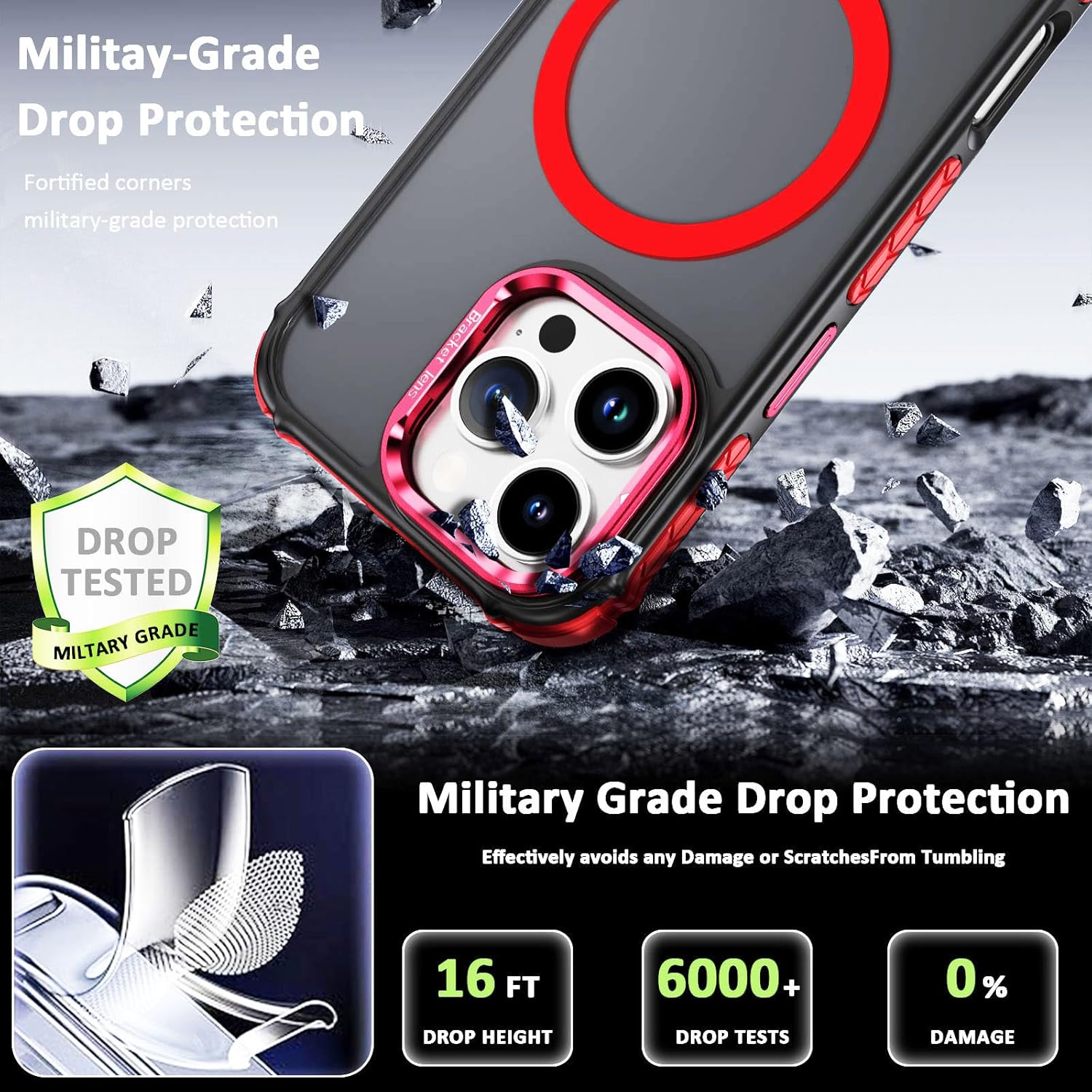 16 ProMax Case Magnetic for iPhone 16 Pro Max, Supports Wireless Charging [Compatible with MagSafe][Military Grade Drop Protection] Shockproof Protective Case for 16Pro Max, Red - Image 3