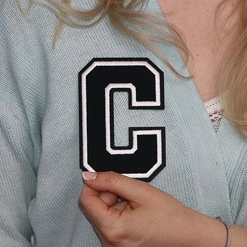 Miniatura 128 de Parches de letras termo-adhesivas de alta calidad – Lindas letras para ropa – Parche universitario para ropa – Letras bordadas de 4 1/2 parches