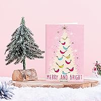 Vista 4 de AnyDesign 36Pcs Christmas Greeting Cards 12 Designs Vintage Pink Note Cards with White Envelopes and Adhesive Stickers Xmas Blank Gift Card for