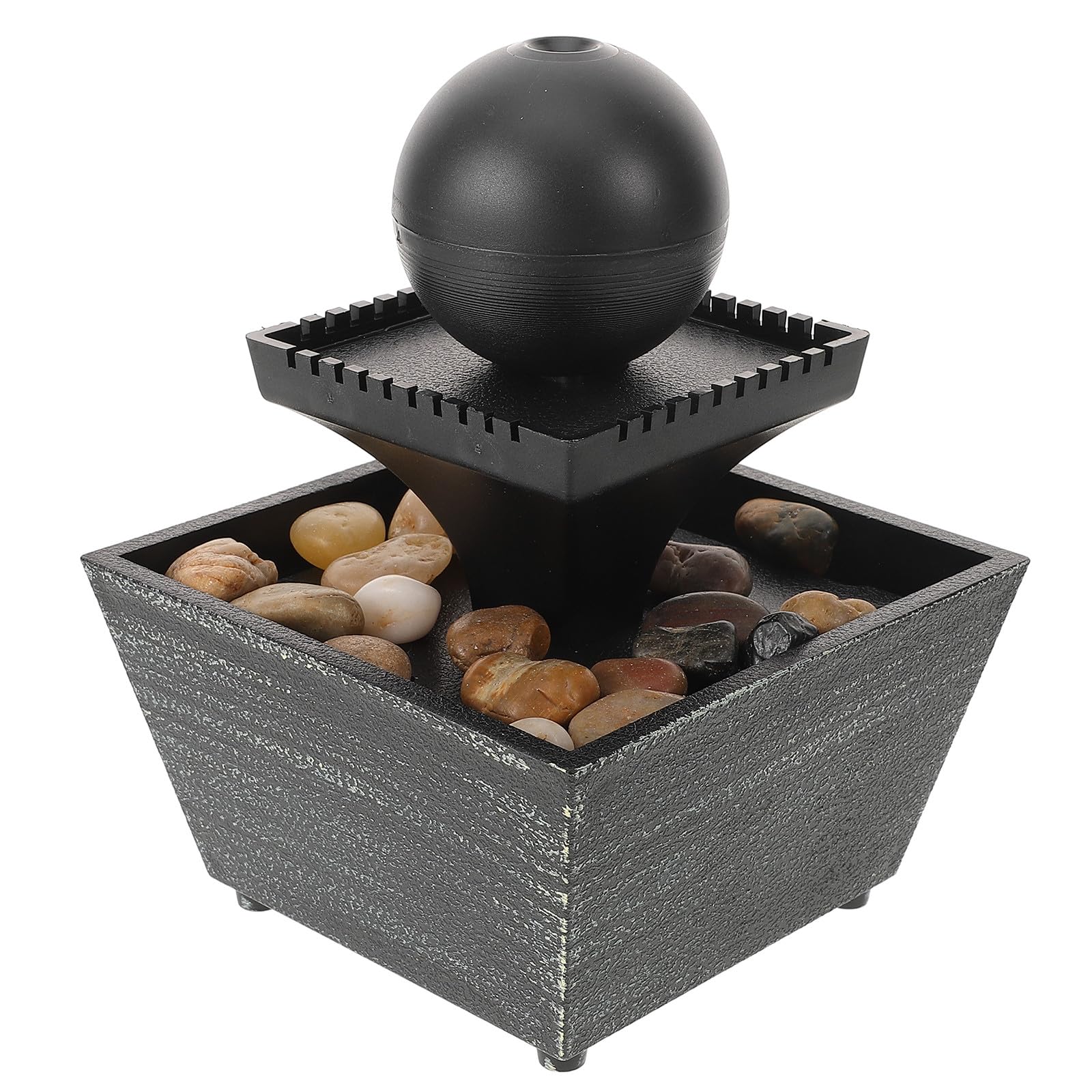 Fuente de mesa pequeña para decoración interior de hogar modelo Zen de resina negra artística