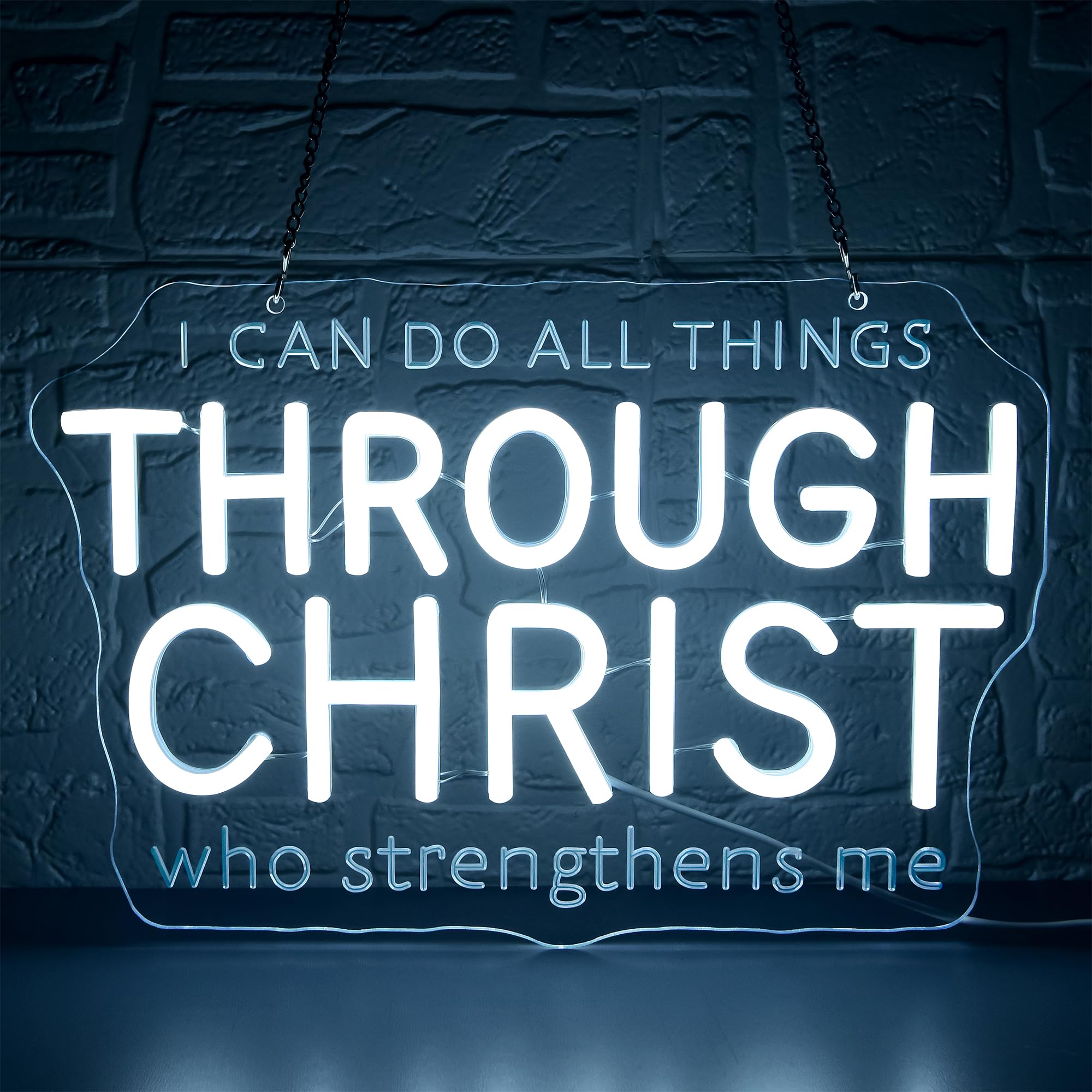 I Can Do All Things Through Christ Neon Sign Dimmable LED Neon Light for Christian Wall Decor Bible Verse Neon Light for Bedroom Church Decor Birthday Gift for Faith Enthusiasts Size 13.8*9.2in