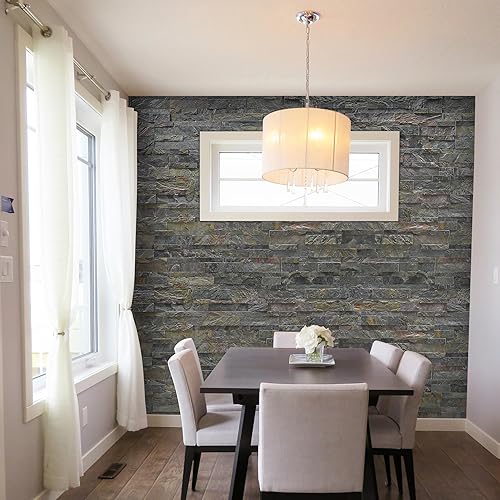 Miniatura 6 de Stoneflex Azulejos de piedra 3D autoadhesivos para despegar y pegar, se adhieren a la pared del muro de la cocina, sala de estar, oficina, baño,