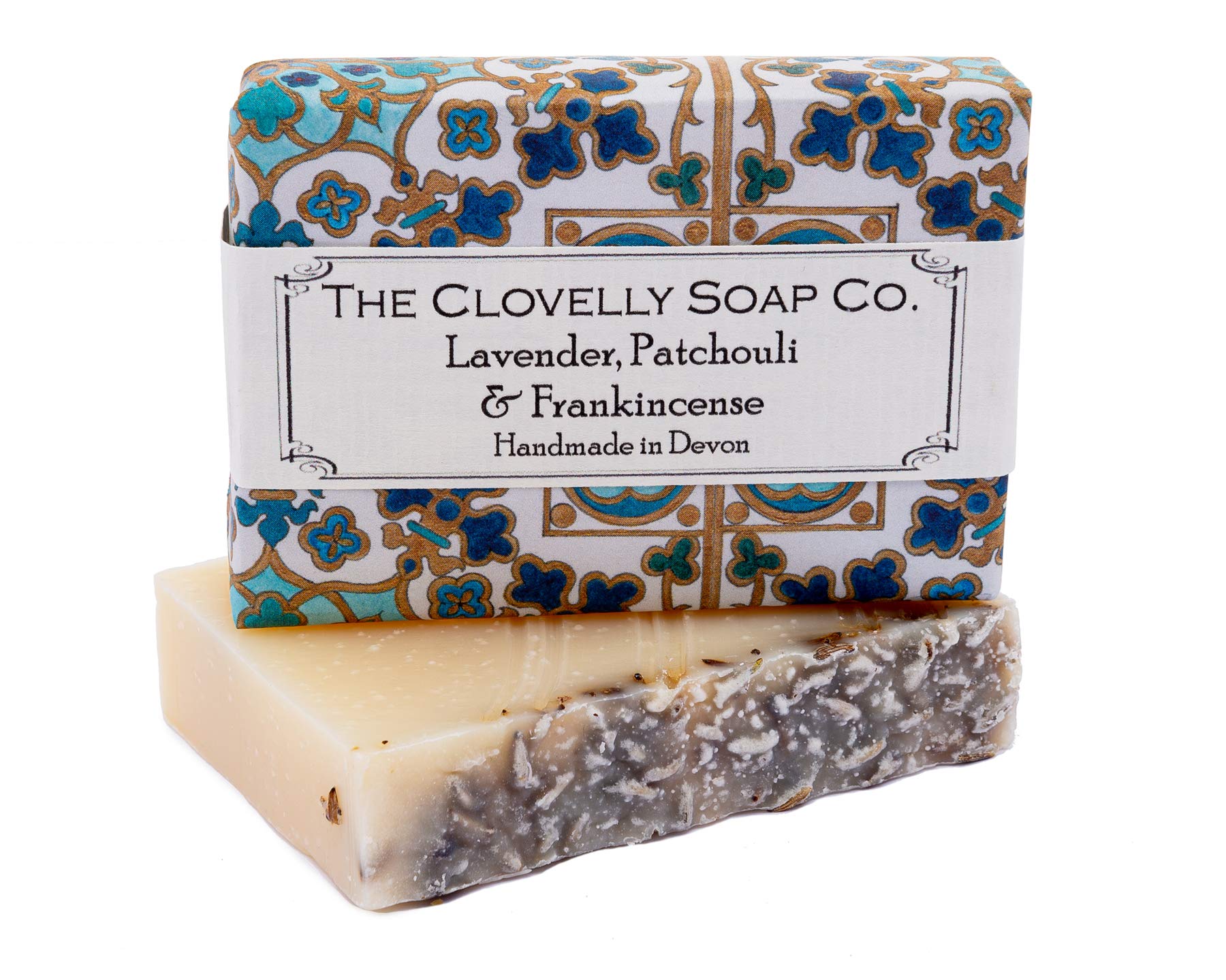 Clovelly Soap Co Natural Handmade Lavender Patchouli & Frankincense Soap Bar for all Skin Types 100g