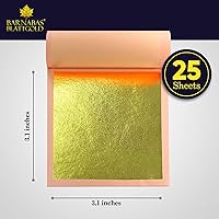 Vista 3 de Barnabas Blattgold Gold Leaf -24K Real Gold [25 Sheets, 3.1 inches] - Loose Sheet for Painting, Arts and Crafts Loose Leaf