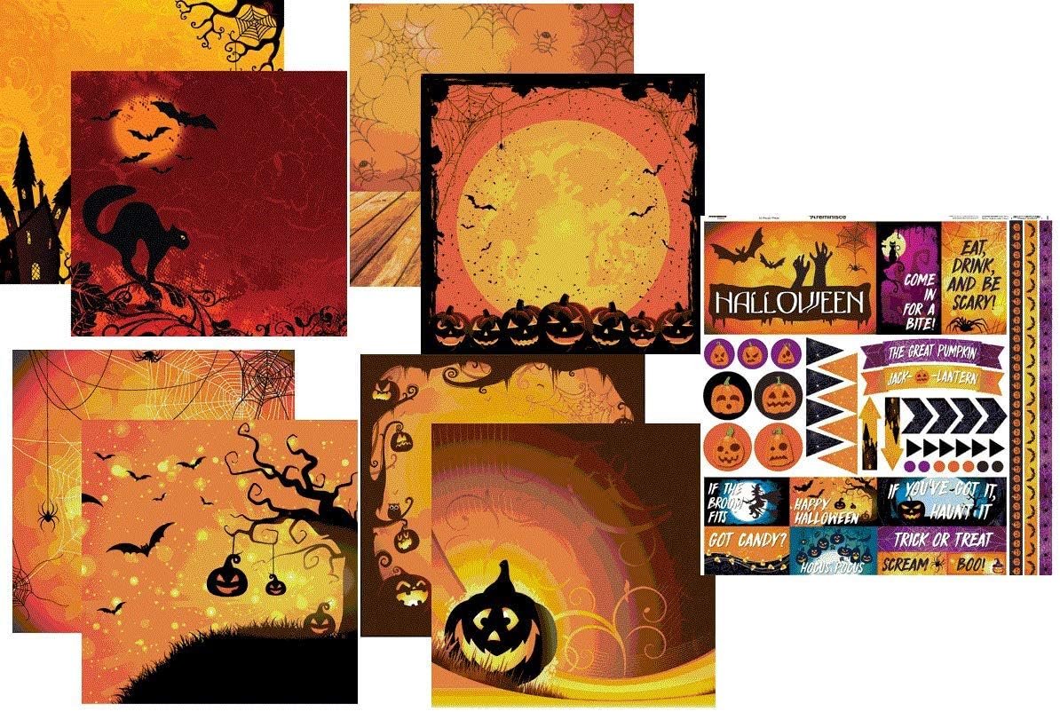 Halloween Night 12x12 Halloween Scrapbook Papers and Stickers Set