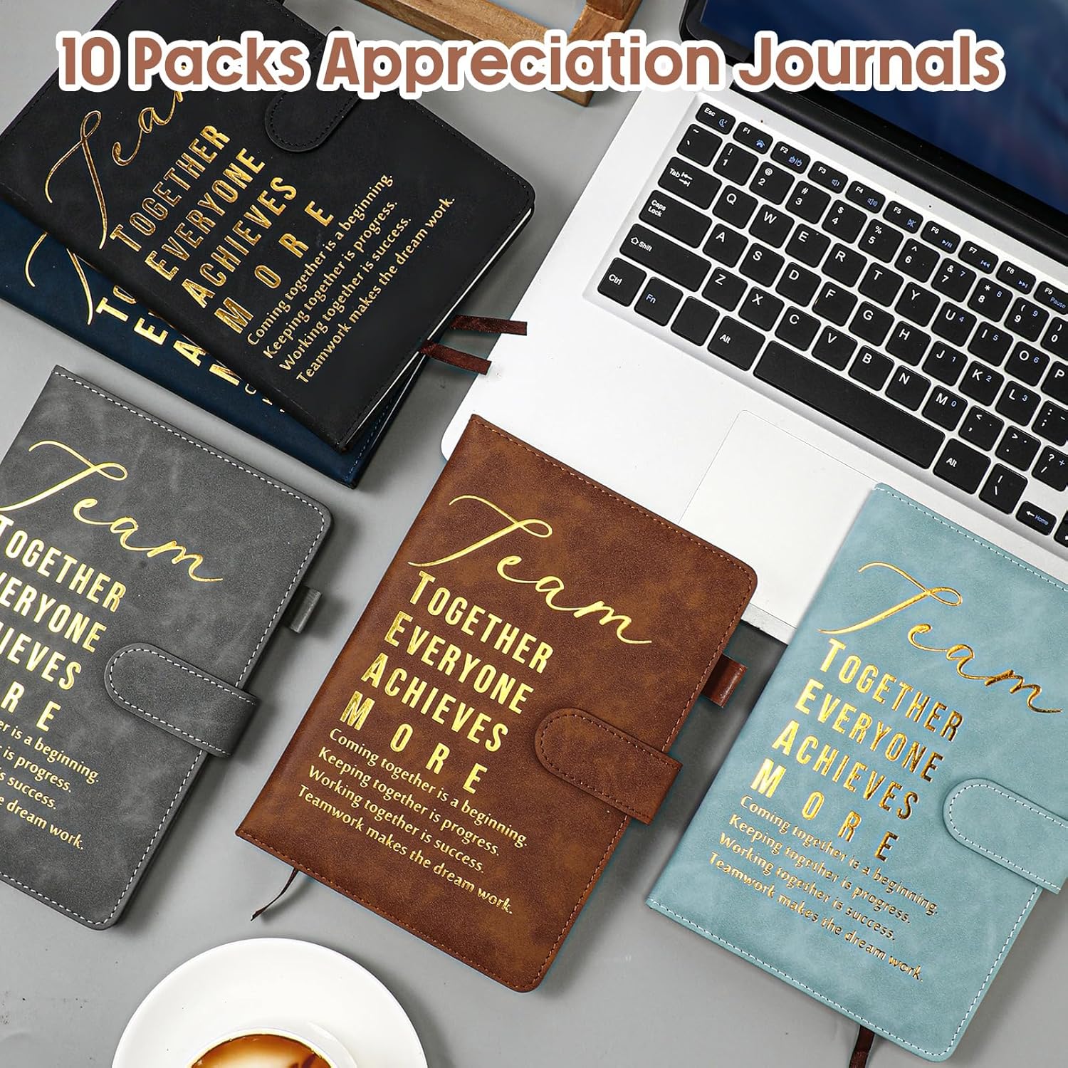 Roowest 10 Pcs Employees Appreciation Gifts Motivational A5 Leather Journal Notepad for Secretary Month Coworker Leadership Teacher Thank You Gift(Classic Color,Team)