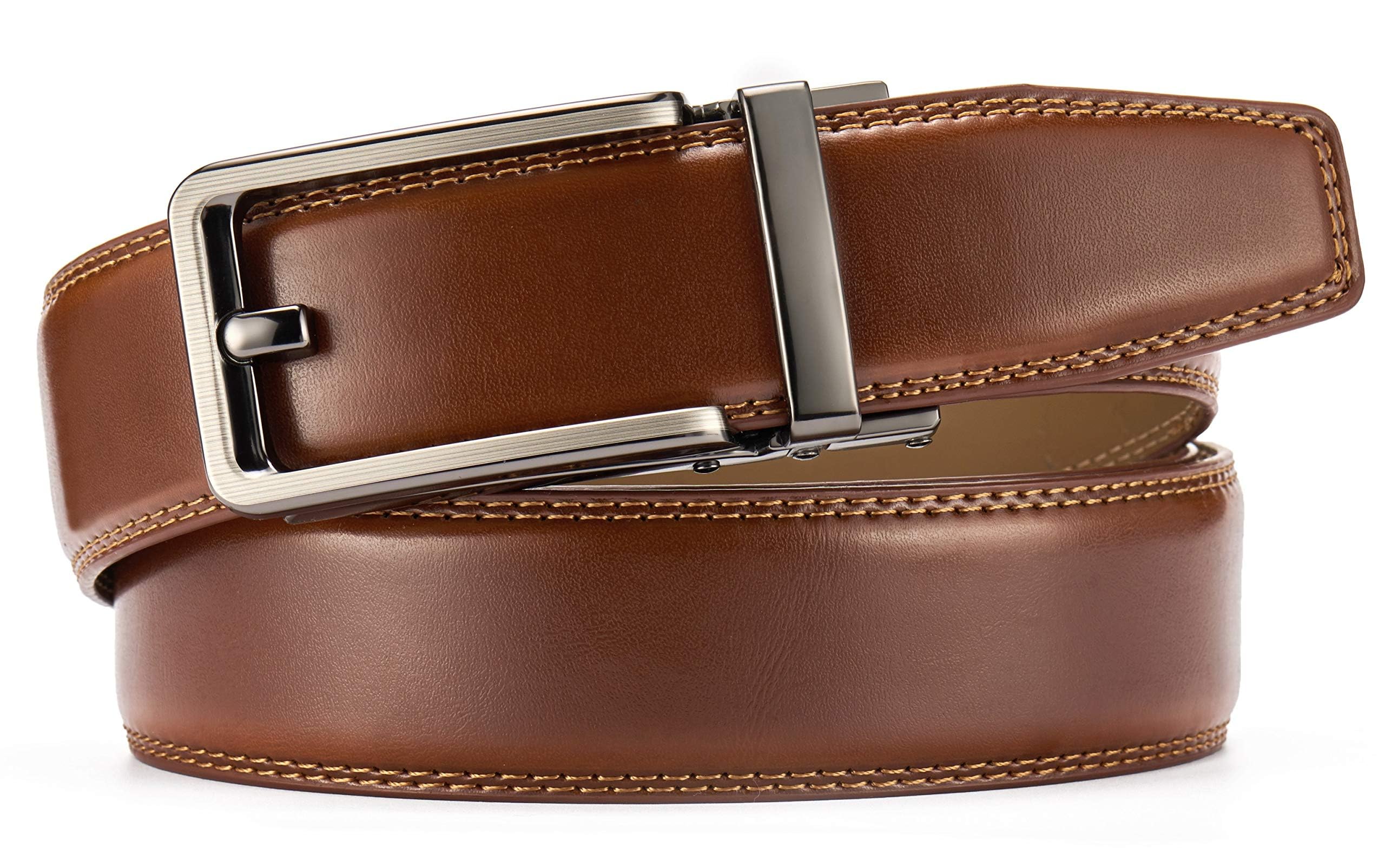 CHAOREN Cintura Uomo, Cintura Uomo Pelle Cricchetto Automatica Fibbia 35mm, Trim Regolabile per Adattars