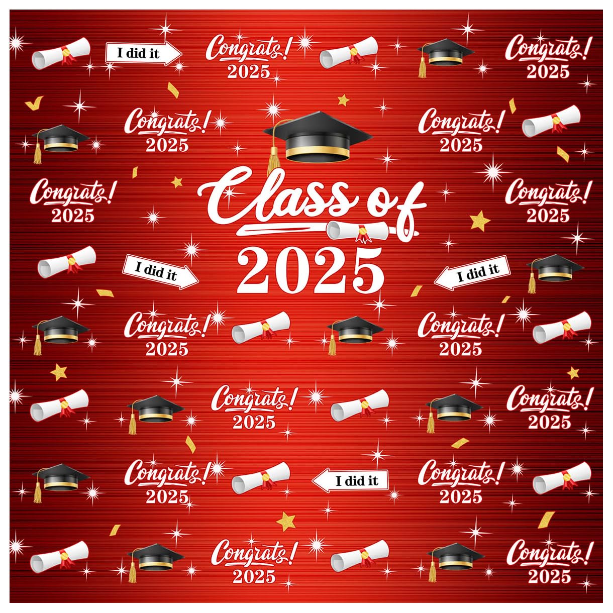 WOLADA Red Graduation Backdrop Class of 2025 10x10FT FW11