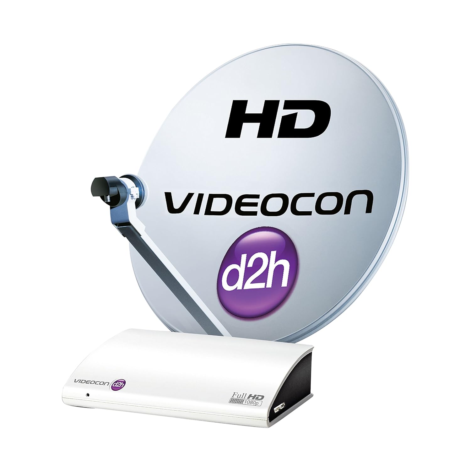 Videocon d2h HD Set Top Box with 12 Months Super Gold Pack & 12 Months