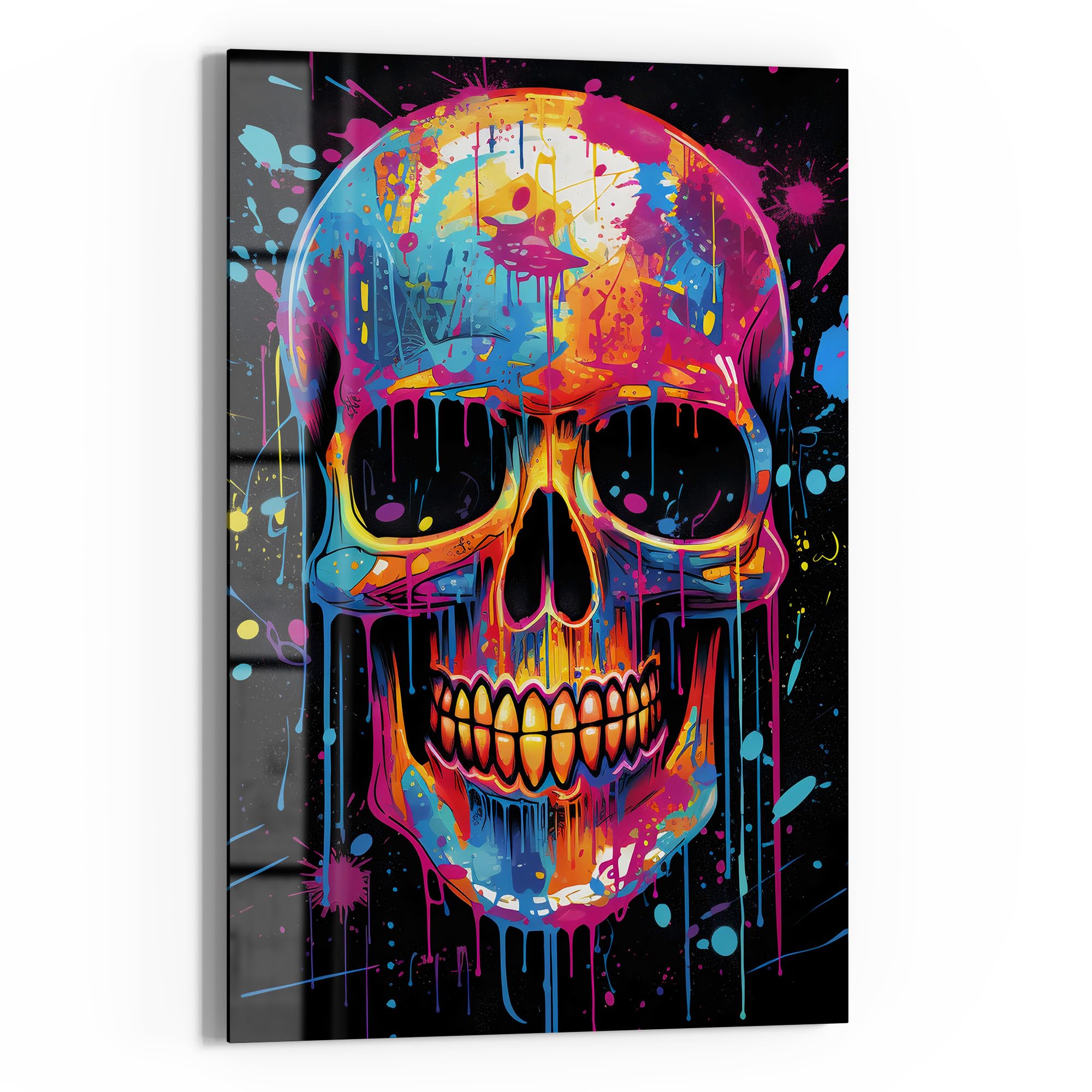DEQOART Pizarra magnética de cristal, 60 x 90 cm, diseño "vivaz transitoria", pizarra magnética de cristal, incluye imanes, bolígrafo y paño para cocina y oficina, pizarra magnética y se puede