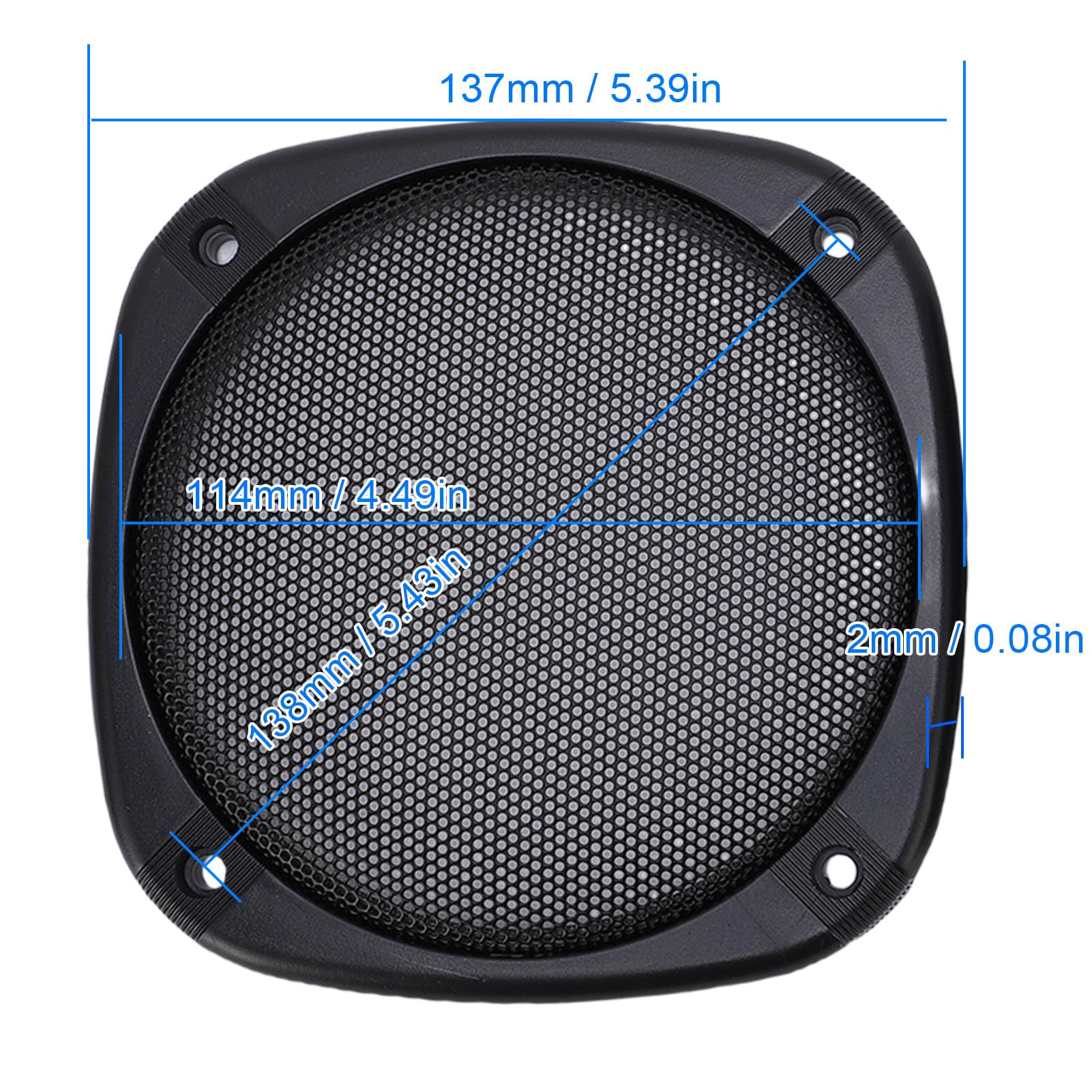 Cubiertas de Rejilla para Altavoces de Techo 2 Piezas - Marco ABS 137mm con 8 Tornillos, Ideales para Cine en Casa, Coche y Marina, de Sonido