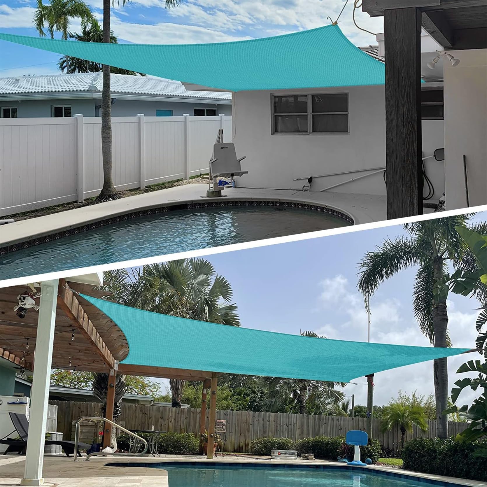 Segeltuch im Viele Größe Und Farben 250 x 660 cm, Sonnenschutz, Hdpe-Kunststoff, Winddicht Uv-Beständig Reißfest, Sonnensegel PES Quadrat Sonnenschutz Quadrat, für Terrasse Garten, Himmelblau