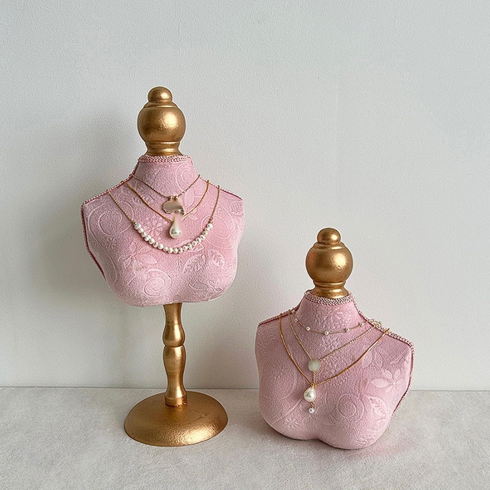 Espositore per gioielli, in velluto, manichino porta collane, design floreale, organizer per gioielli per casa o negozio, scaffale per ciondoli, 18 x 9,5 x 22 cm