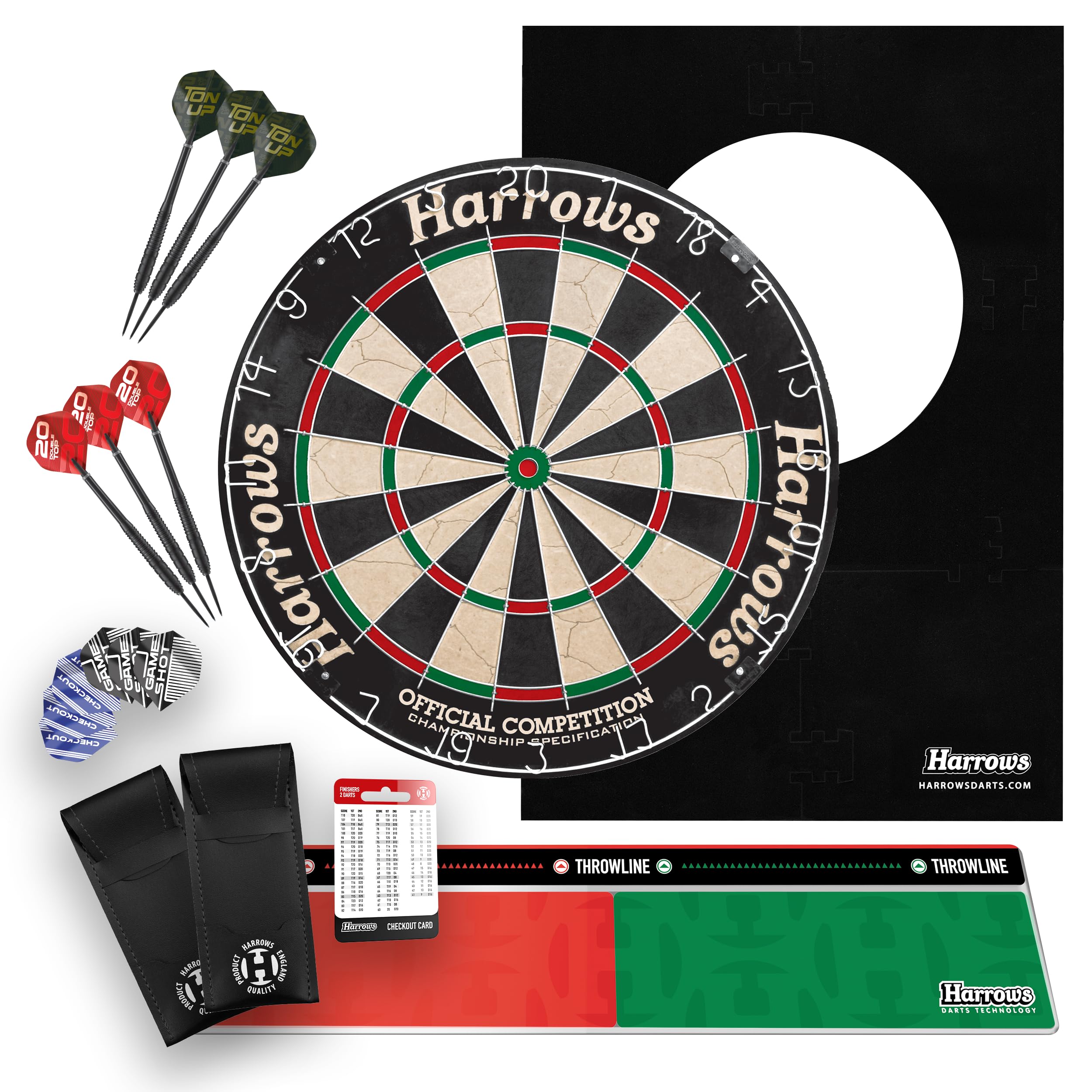 Harrows XL Dartboard Surround – Large 6-Piece Wall Protector Ring or Complete Premium XL Darts Bundle with Board, Trophy Darts & Oche – Home, Club & Gift Options (Bundle)