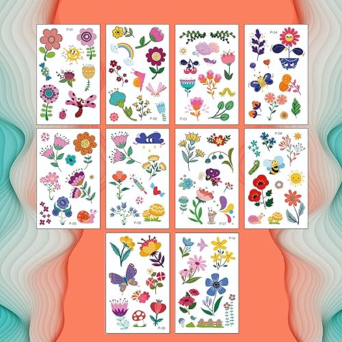 Miniatura 9 de 10 hojas de tatuajes temporales de mariposa para mujeres y niñas, mariposas coloridas falsas, calcomanías de tatuaje, impermeables, para cara,