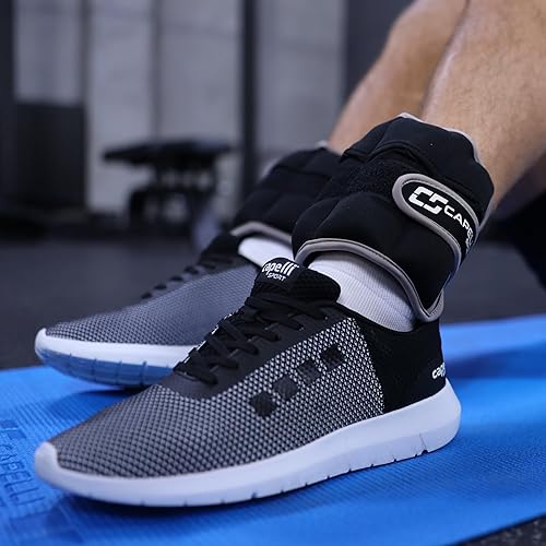 Miniatura 4 de Capelli Sport Ankle and Wrist Weights, Adjustable Level Leg and Arm Weights, Black, 10 lbs, Set of 2