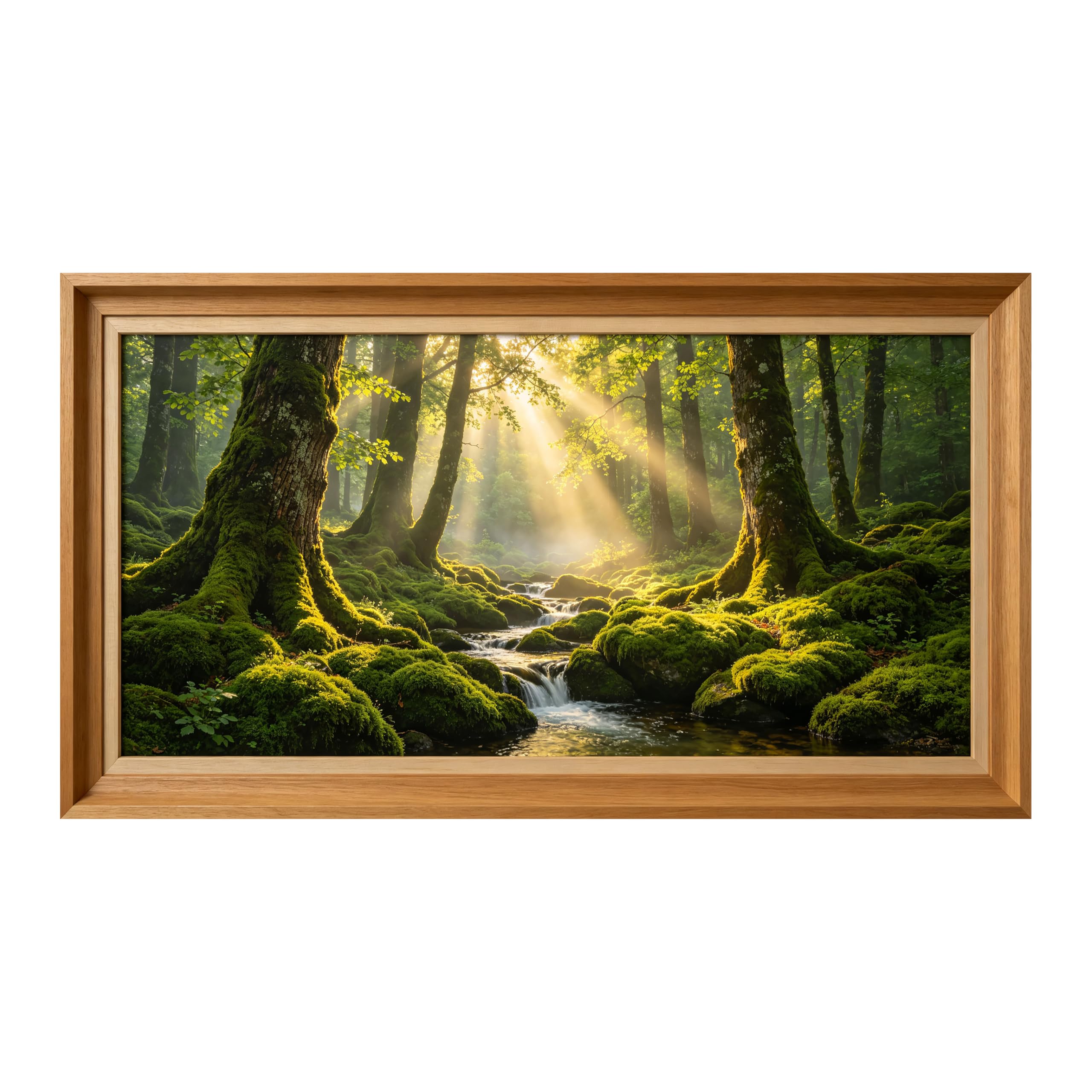 Yzpallescene Art260711005 3D Framed Wall Art Mossy Forest Sunbeam Stream Landscape Large Size Selfadhesive Removable Wall Decor Prints Artwork For Living Room Bedroom Office
