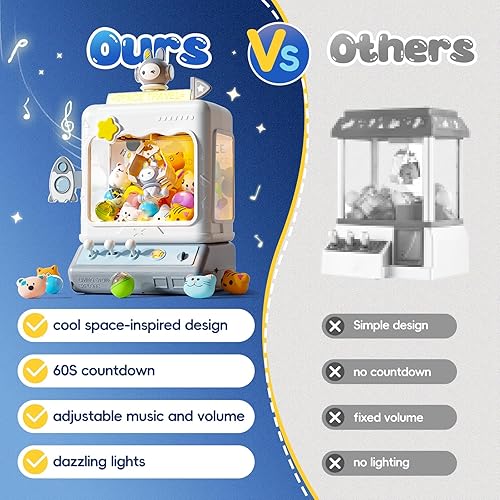 Miniatura 6 de Skirfy Máquina de garras espaciales para niños, máquina expendedora de juegos electrónicos grande, dispensador de dulces para niños, cumpleaños para