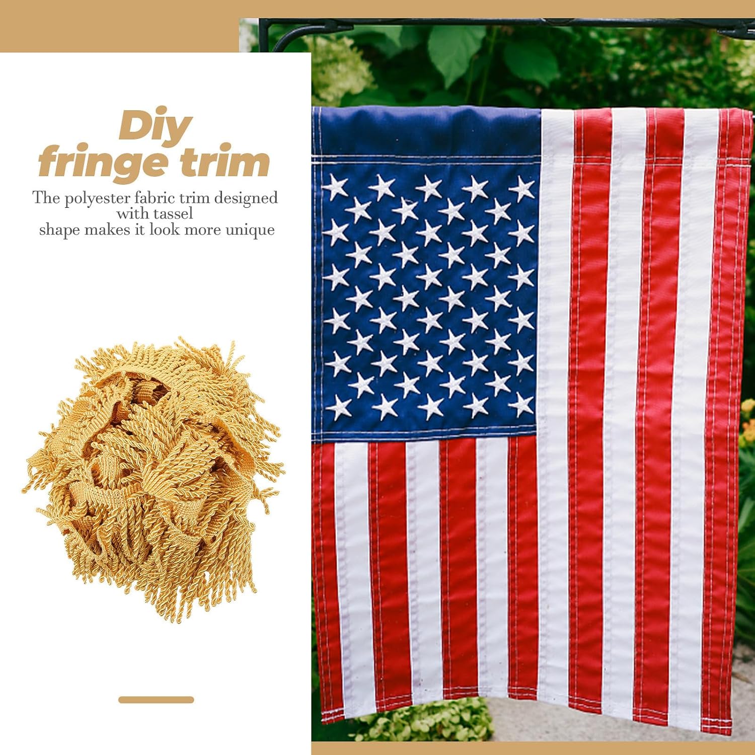 Golden Polyester Tassel Fringe Trim for DIY Sewing Upholstery