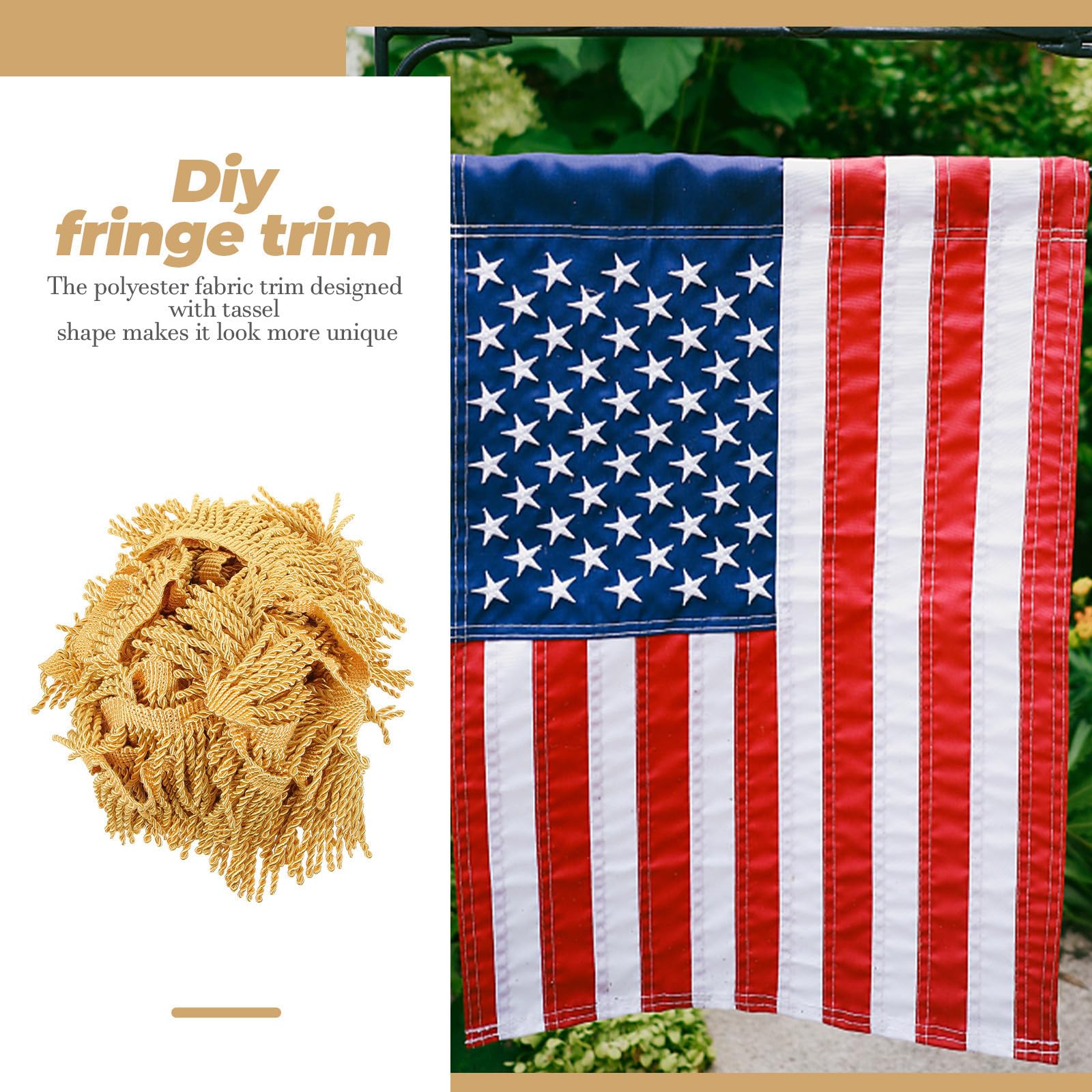 Große Goldene Quastenfransen aus Polyester für Selbstgemacht Dekoration und Vorhangherstellung Praktische und Zuschneidbare Randborte für Kissen und Sofakissen