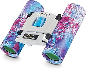 USCAMEL Kids Binoculars, 8×21 Waterproof Compact Binoculars for Bird Watching, Travel, Camping, Hunting asin的图片