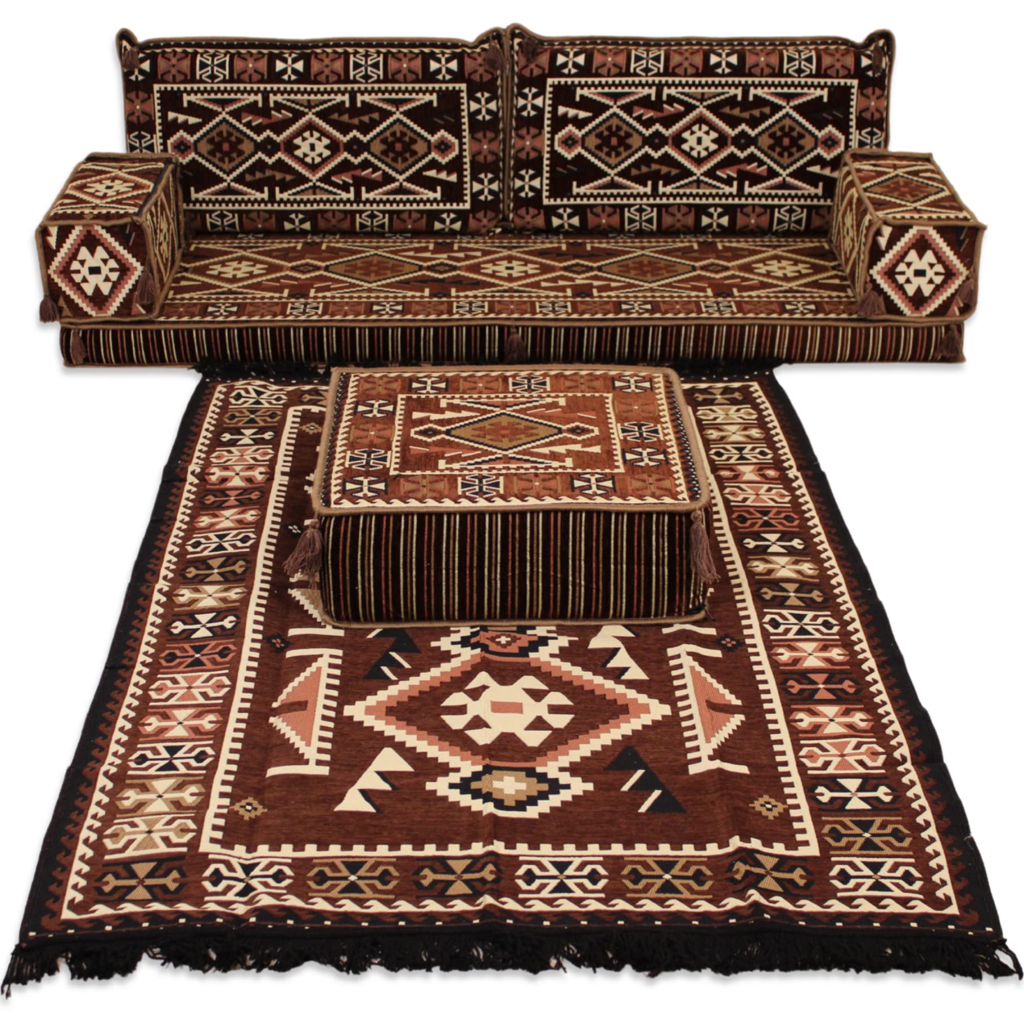 arabic majlis sofa,floor seating,floor cushions,arabic floor seating,arabic cushions,floor sofa,oriental seating,furniture,majlis,jalsa,floor couch,arabic couch - MA 41 (Sofa + Rug + Ottoman)