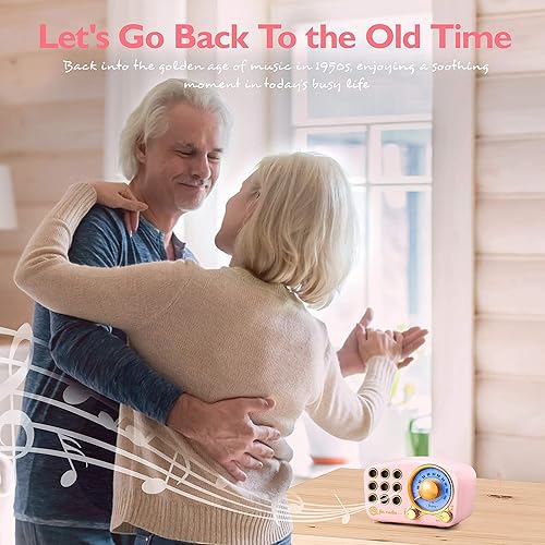 Miniatura 9 de Greadio Altavoz Bluetooth retro, radio FM vintage con estilo clásico antiguo, fuerte mejora de graves, volumen fuerte, conexión inalámbrica