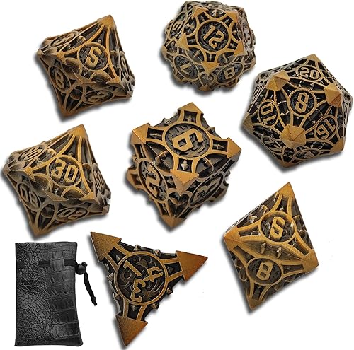 AJKDEUIH Juego de dados de metal DND DD Dungeons and Dragons Gifts - Juego de 7 dados poliédricos D20 Pathfinder RPG MTG juego de rol D y D