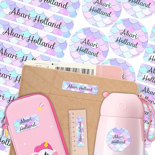 Calcomanías de nombre para niños, 105 unidades, etiquetas personalizadas, impermeables, suministros escolares, etiquetas con nombre para botellas de