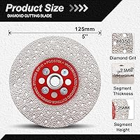 Vista 2 de FOCSTOL Disco de molienda de corte de diamante, hoja de diamante soldada al vacío de doble cara de 5 pulgadas (4.921 in) para granito, mármol