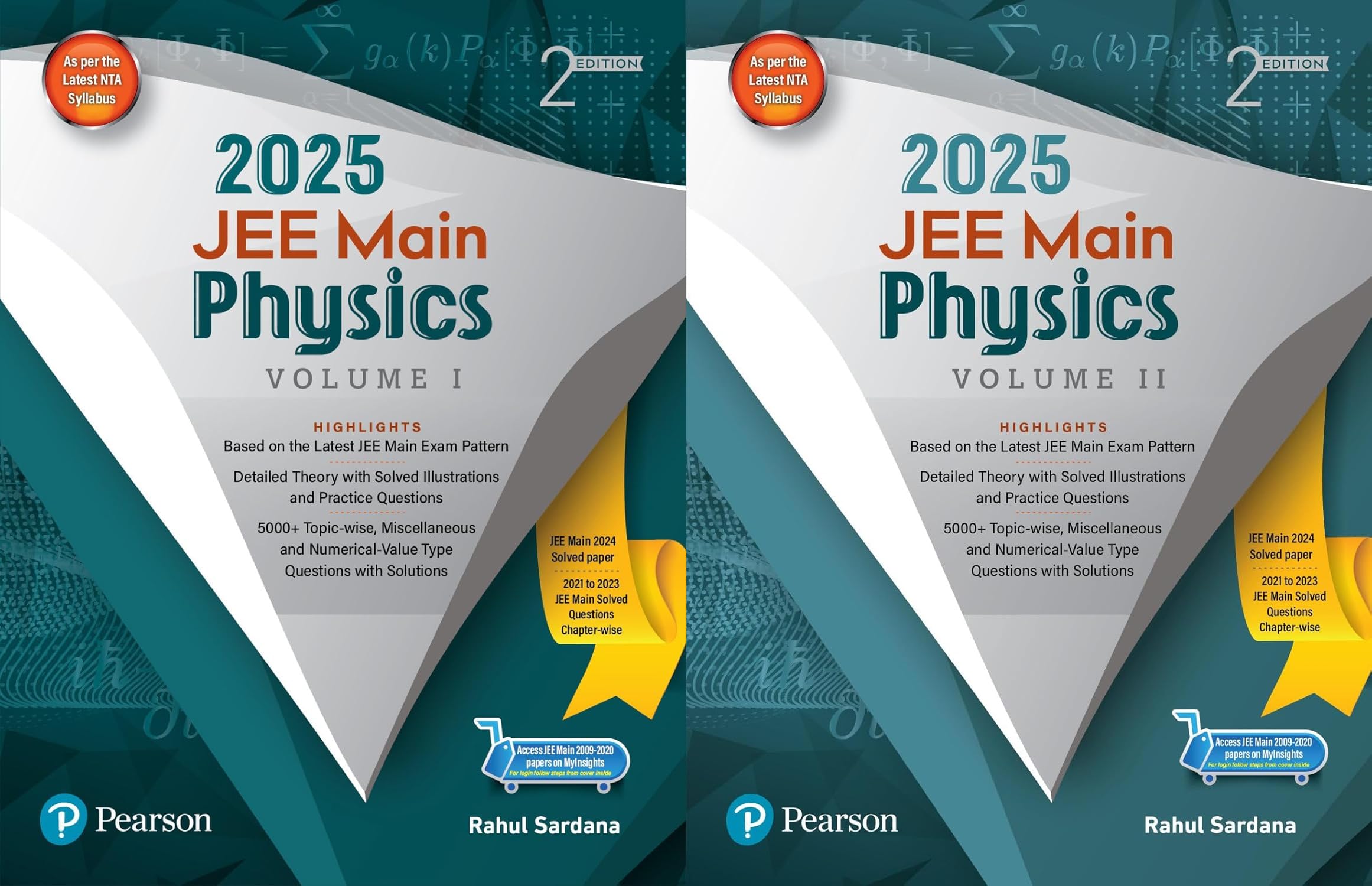 P.E.A.R.S.O.N. - JEE Mains Physics - Vol 1 & 2 - Set of 2 Books - with 2021-24 Solved PYQs + QR Code for Online Resources - For 2025 Exams [ENGLISH MEDIUM]